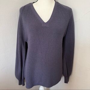 Athleta Hanover Refined Soft & Cozy Merino Wool Blend V-Neck Sweater Purple Med
